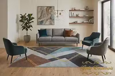 Tapete Sala Quarto e Escritório 1,40m x 2,00m Picasso Leve e Antiderrapante (7 Geométrico 2)