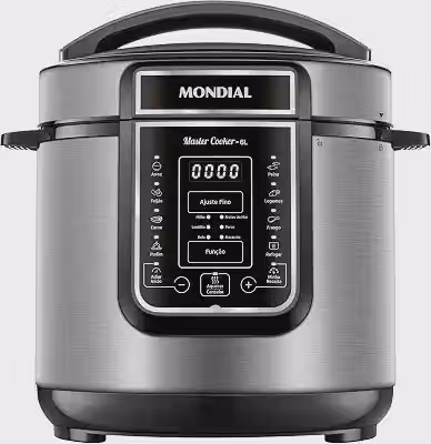 MONDIAL Panela de Pressão Elétrica Digital 6L, Preto/Inox, 1000W, 110V - PE-60-6L-I