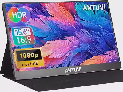 ANTUVI Monitor Portátil 15.6''+ Case, 1080P, MINI Segunda de Notebook Extensor De Tela, Ultra-Slim e portátil, com alto-falante de pé, Adequado para Viagens, Casa, Trabalho/Jogos ﻿