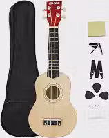 VEDO Kit Ukulele de Concerto 23 Polegadas VEDO – com Bolsa, Alça, Cordas, Capotraste e Pano – Cor Bege – Instrumento Musical para Iniciantes, Estudantes e Educadores