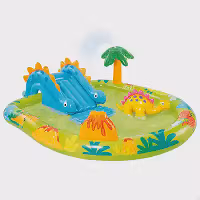 INTEX Piscina Infantil Inflável Playground Dinossauro 143 Litros com Escorregador e Jato de Água - Oval