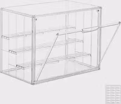 Attelite Vitrine De Acrílico, Atualização De 4 Camadas, Vitrine Transparente Com 3 Divisórias Ajustáveis, Caixa De Armazenamento Grande Empilhável Com Porta Magnética Para Bonecos De Ação Colecionáv