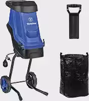 Westinghouse Triturador de picador elétrico com fio de 1,7 polegadas 15 Amp com saco de coleta de 12 galões para limpeza fácil, ideal para galhos e galhos
