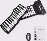 VEDO Piano Teclado de Silicone 61 Teclas, FlexíVel e DobráVel, Palestrante, 16 Timbres, 6 Canção, USB-MIDI, ARP, Sustain, Loop, Modulação de Altura e Vibrato, Controle Oitava, Adequado Para Iniciantes
