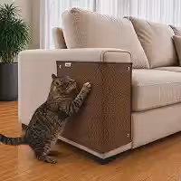 Petliz Carpete Arranhador para Gato, Protetor de Sofá e Cama, Marrom, 70x50 cm, com 8 Presilhas de Fixação