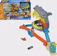 Kit Pista Hot Wheels City Tubarão Mattel. Pista com lançador e Loop aquático que desafia o ataque do tubarão. para crianças a partir de 4 anos.