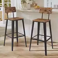 VASAGLE Banqueta Alta com Encosto, Cadeiras e Cadeira Alta, Kit 2, Aço
