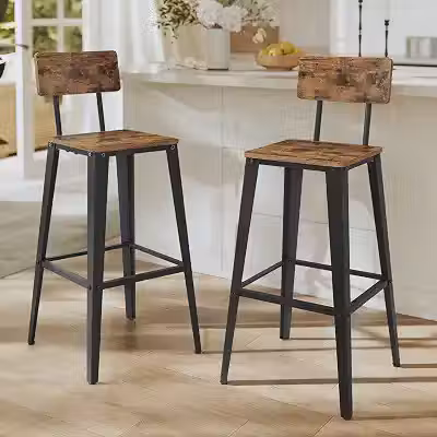 VASAGLE Banqueta Alta com Encosto, Cadeiras e Cadeira Alta, Kit 2, Aço