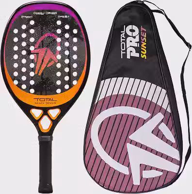 Raquete Beach Tennis Carbono 12k Total Pro Sunset + Capa | Leve e equilibrada | 1 ano de garantia
