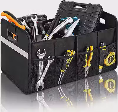 Organizador De Porta‑Malas Para Carro 56L Caixa De Armazenamento Dobrável Tecido Oxford 600D Impermeável Com 4 Bolsos Externos Para Sedan SUV Picape Hatch