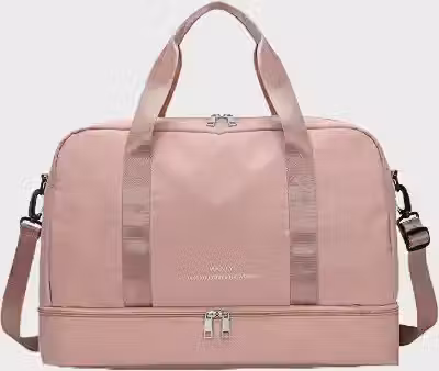 Bolsa de Viagem com Compartimento para Sapatos, Alça Transversal - Mala Esportiva para Academia e Viagens (Rosa)