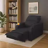 Poltrona Papai Dalas Retrátil Reclinável Veludo Porta Copos (PRETO)
