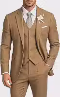 Terno masculino de linho, 3 peças, para casamento, verão, retrô, smoking