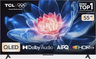 Smart TV TCL 55 Polegadas QLED 4K T6C WiFi Bluetooth Google TV Tela HVA e HDR10+ 55T6C