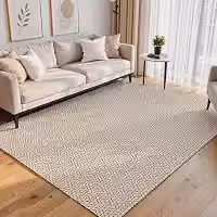 Tapete Sala Quarto e Escritório 2,00m x 1,40m Bordado Alto Relevo 100% Algodão Artesanal Decorativo Geométrico Caramelo Resistente Lavável Rústico