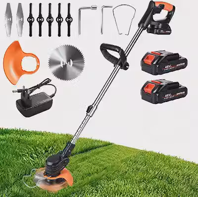 Trailabo 3 em 1 Cortador de Grama Elétrico Sem Fio, Roçadeira, 20.000RPM, 2 Baterias de 48 V, 3 Tipos de Lâminas, Lâmina de 150 mm de Diâmetro, Leve e Fácil de Operar