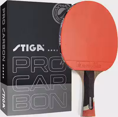 STIGA Raquete de tênis de mesa Pro Carbon Performance Level com tecnologia de carbono para torneios - cores vermelha e azul