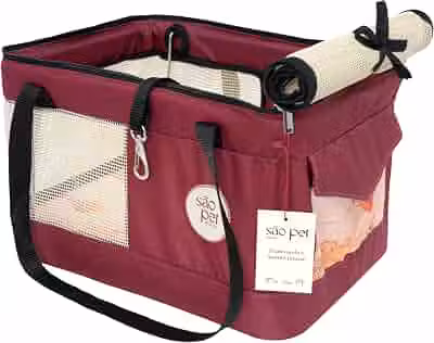 São Pet Bolsa Aerial Para Transporte De Cães E Gatos Em Avião (43X32X24 Cm) Vermelha