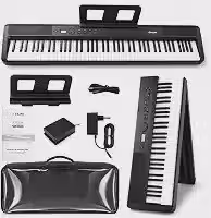 VEDO Kit Piano Digital, 88 Teclas de Martelo, 2 25W Alto-Falantes Estéreo Surround, 1128 Tons, 128 Ritmos, 21 Músicas, Polifonia de 128 Vozes, Multif Chip DREAM Série 5 Importado da França, MIDI-USB
