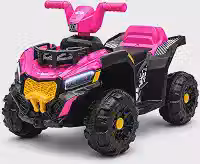 Quadriciclo Elétrico Infantil 6V Adventure com LED, Música, Frente e Ré – Até 30kg (Azul ou Rosa) (Rosa)