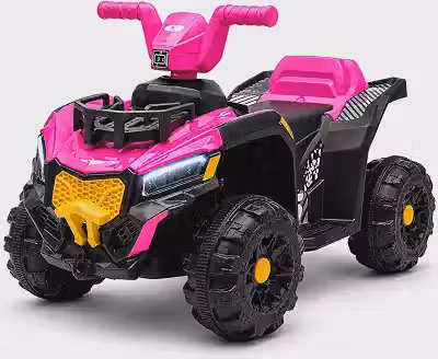 Quadriciclo Elétrico Infantil 6V Adventure com LED, Música, Frente e Ré – Até 30kg (Azul ou Rosa) (Rosa)
