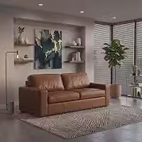 Sofá 3 Lugares Couro Legitimo Natural Premium Adel Dekorien (Couro Âmbar Fechado, 205cm)
