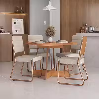 Conjunto Sala de Jantar 4 Cadeiras Charlotte Carraro Nogal