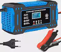 Carregador De Bateria Automotivo 110V/220V Bivolt, Inteligente 12V 6A Para Carros E Motos Com Tela Digital, Sobrecarga Superaquecimento, Linha Premium Automotiva (azul claro)