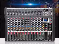 VEDO Mesa de som 12 canal, Small Stage Bluetooth USB MP3, entrada 48V Phantom Power DJ Audio Network Karaoke Mobile Live High Power Mixer Professional 12 Channel Studio Audio Mixer 110V/220V 12 canais