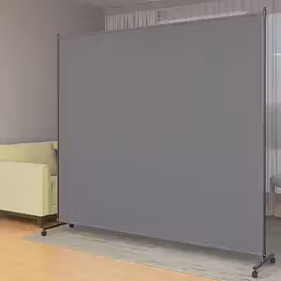 Divisor de ambiente de painel único/biombo de privacidade com rodízios e freios - Divisória elegante e versátil para casa, escritório, escola e restaurante (cinza, 1,8 m x 1,8 m)