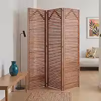 Biombo 3 Folhas Divisória Madeira Maciça Ripado p/Área Interna Externa Jardim Madeira