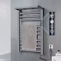 Toalheiro Termico, Secador de Toalhas Eletrico, Aquecedor de Toalha para Banheiro, Grande Quadrado Inox com Timer Embutido (Fio Lado Direito), Preta, 30°/35°/40°/45°/50°/55°/60°/65°/70° (220V)