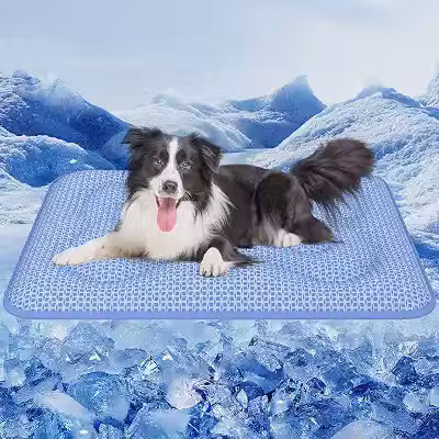 Rywell Tapete Gelado para Pet 110 x 80 cm, Design Dupla Face para o Ano Todo, PCM e Arc-Chill Q-Max>0,5, Muda de Cor com o Calor, Refrescância Duradoura, Espessura Reforçada, Lavável à Máquina, Azul