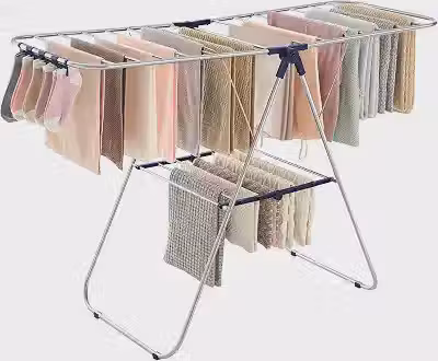 SONGMICS Varal de Roupas, Suporte de Secagem, Estendal Independente para Uso Interno, 55 x 148 x 100 cm, Prata e Azul BRLR52BU