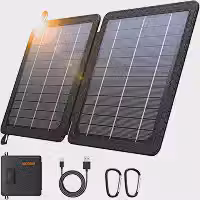 GOODaaa Carregador Solar Portátil de 10 W com Saídas Usb Duplas Tamanho Dobrável Super Prático Painéis Solares de Alta Eficiência de Conversão de 24%, À Prova D'Água e À Prova de Poeira e À Prova de C