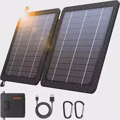GOODaaa Carregador Solar Portátil de 10 W com Saídas Usb Duplas Tamanho Dobrável Super Prático Painéis Solares de Alta Eficiência de Conversão de 24%, À Prova D'Água e À Prova de Poeira e À Prova de C
