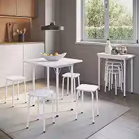 CONJUNTO DE MESA DOBRAVEL 4 LUGARES BRANCO