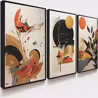 Quadro Decorativo Minimalista Orgânico Abstrato Moderno Formas Escritório Sala Quarto