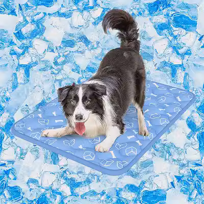 Rywell Tapete Gelado para Cachorros 90 x 70 cm, Arc-Chill Q-Max>0,5, Refrescância Duradoura, Muda de Cor com o Calor, Espessura Reforçada, Impermeável, Lavável à Máquina, Ideal para Cães Grandes, Azul