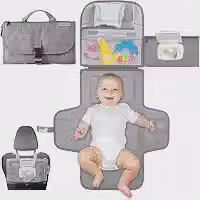 Trocador de fraldas portátil, trocador portátil para meninas e meninos recém-nascidos – trocador de bebê com bolso inteligente para lenços – Kit de troca de viagem à prova d'água –