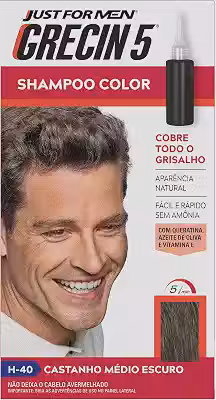 Grecin 5 Tonalizante em Shampoo Cabelo Grisalho Castanho Médio Escuro 60ml